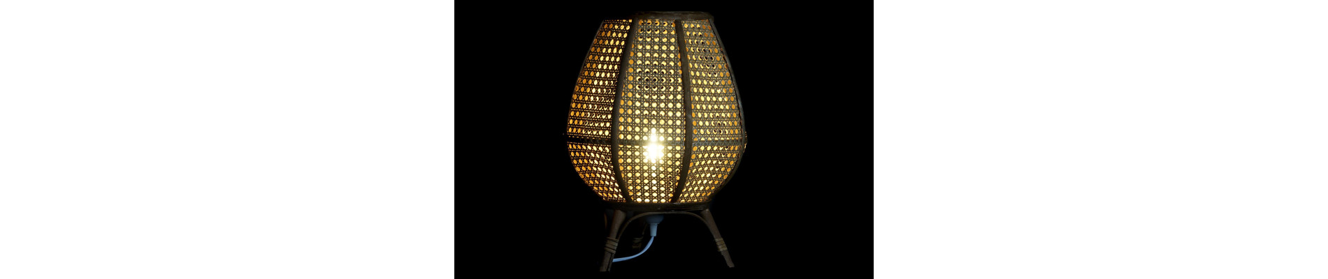 LAMPARA SOBREMESA RATAN 29X29X40 NATURAL MARRON