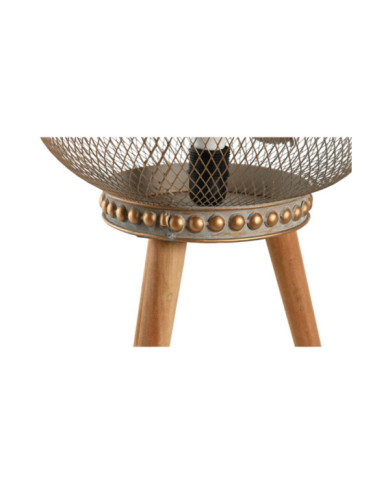 LAMPARA SOBREMESA METAL MADERA 33X33X51 HOJA