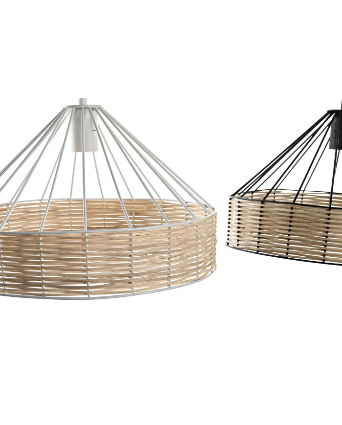 LAMPARA TECHO METAL RATAN 35X35X22 NATURAL 2 SURT.