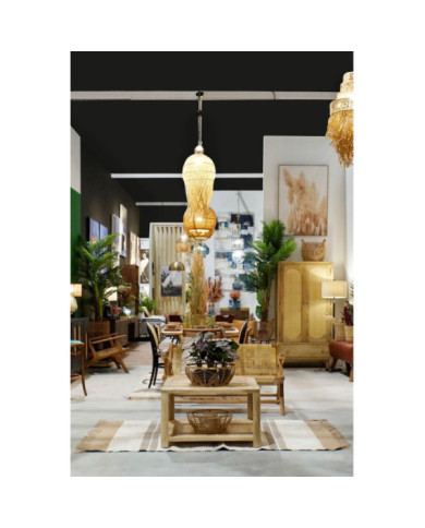LAMPARA TECHO BAMBU 40X40X40 NATURAL MARRON