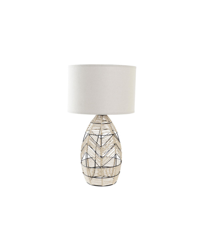 LAMPARA SOBREMESA METAL FIBRA 30X30X53 MARRON