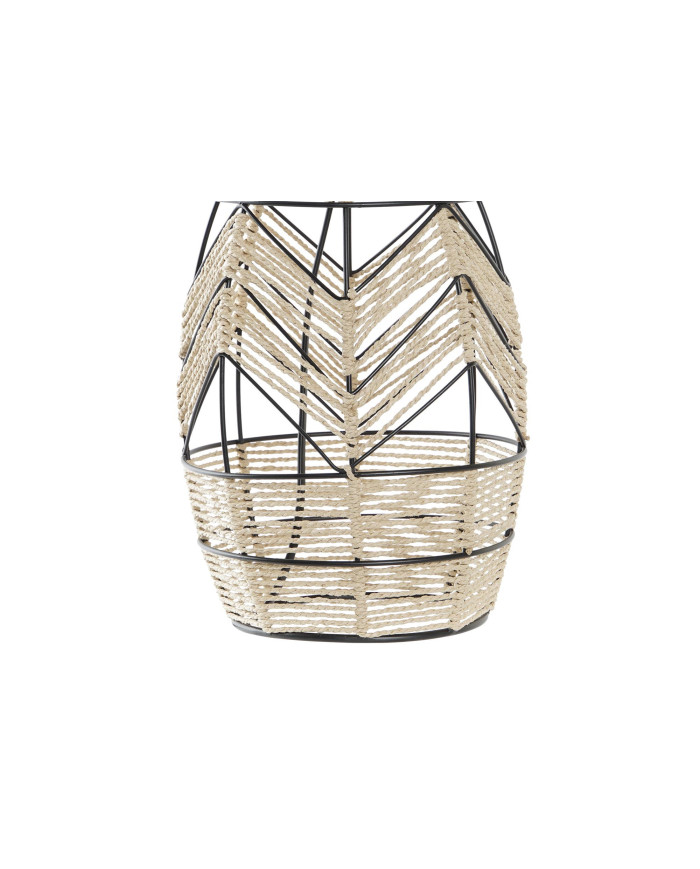 LAMPARA SOBREMESA METAL FIBRA 30X30X53 MARRON