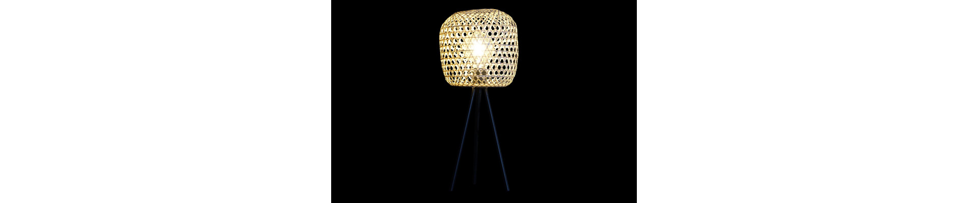 LAMPARA SOBREMESA METAL BAMBU 23X23X56 MARRON