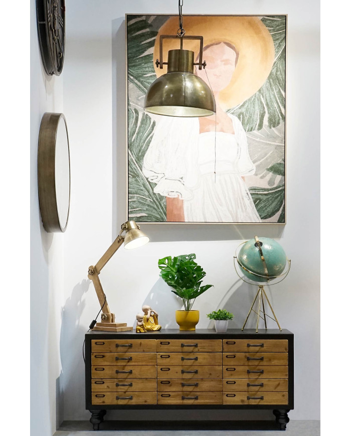 LAMPARA TECHO METAL MANGO 40X40X50 DORADO