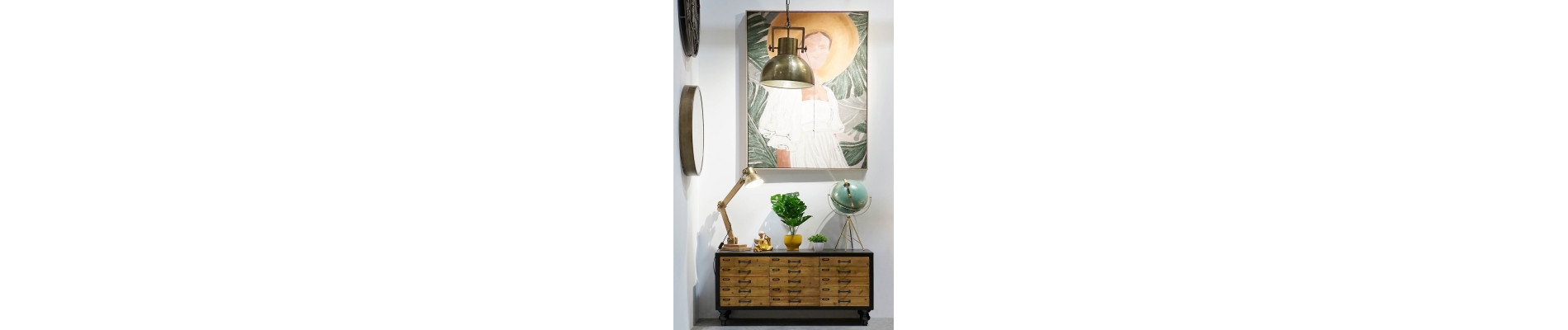 LAMPARA TECHO METAL MANGO 40X40X50 DORADO