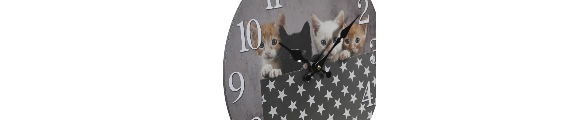 RELOJ PARED MDF 34X4X34 GATITOS 3 SURT.