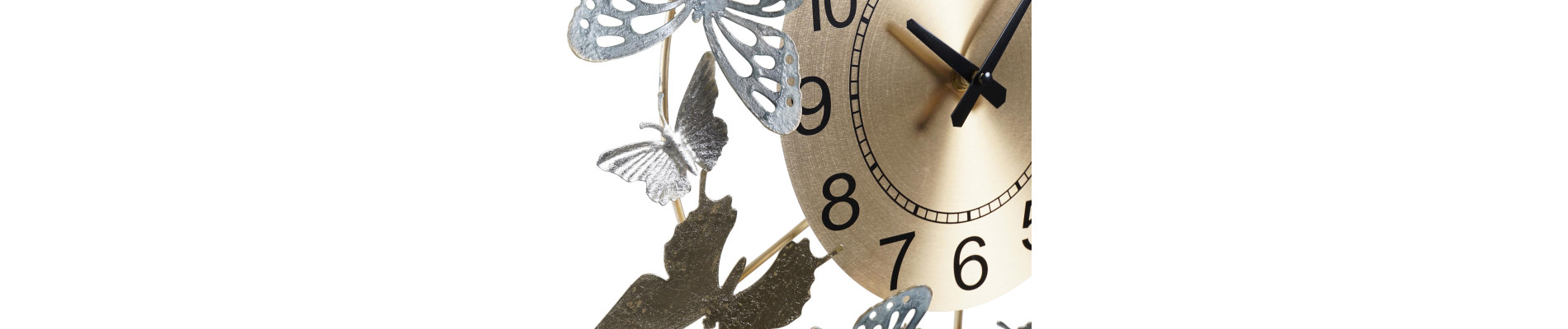 RELOJ PARED METAL 43X5,7X44 MARIPOSAS AZUL CELESTE