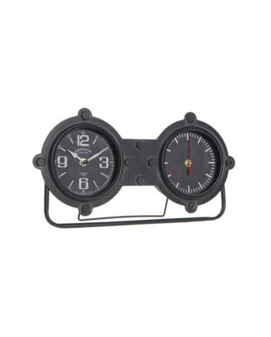 RELOJ SOBREMESA HIERRO CRISTAL 38X7X20 NEGRO