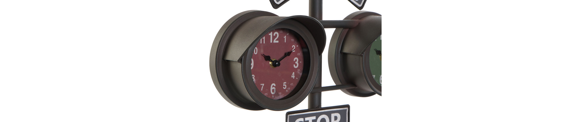 RELOJ SOBREMESA HIERRO CRISTAL 36X22X52 SEMAFORO