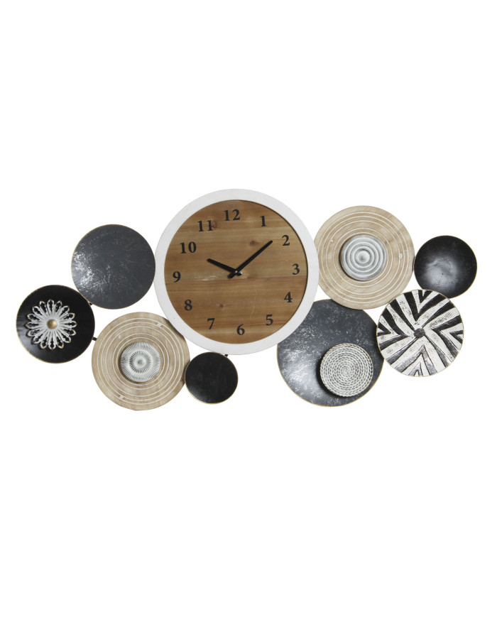 RELOJ PARED METAL MADERA 105,4X6,5X51,5 MULTICOLOR