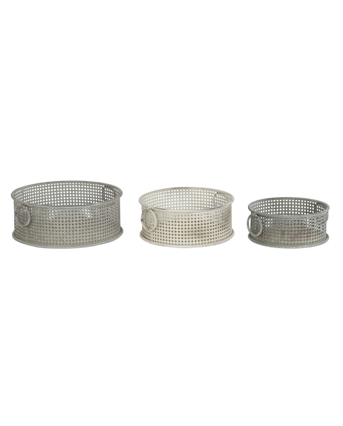 CESTA SET 3 METAL 43X42X17 ENVEJECIDO MULTICOLOR