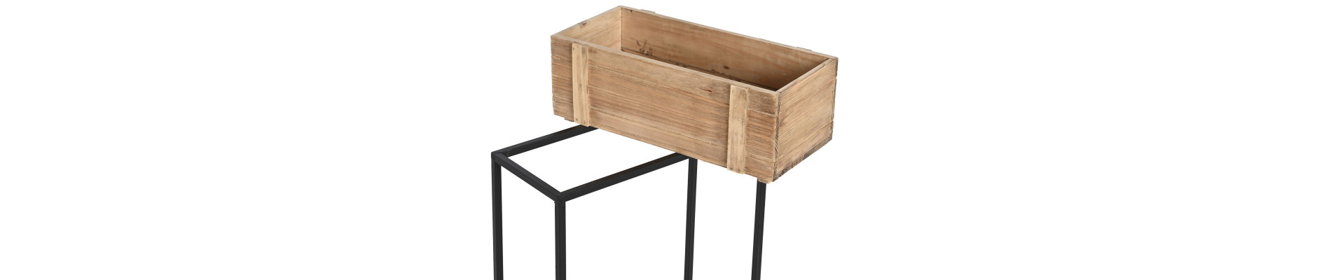 MACETERO SET 3 MADERA METAL 50X24X80 NATURAL