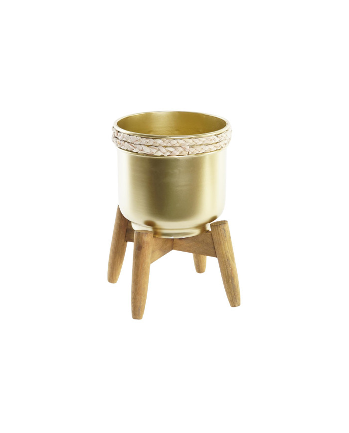 MACETERO METAL MADERA 18,5X18,5X22 DORADO