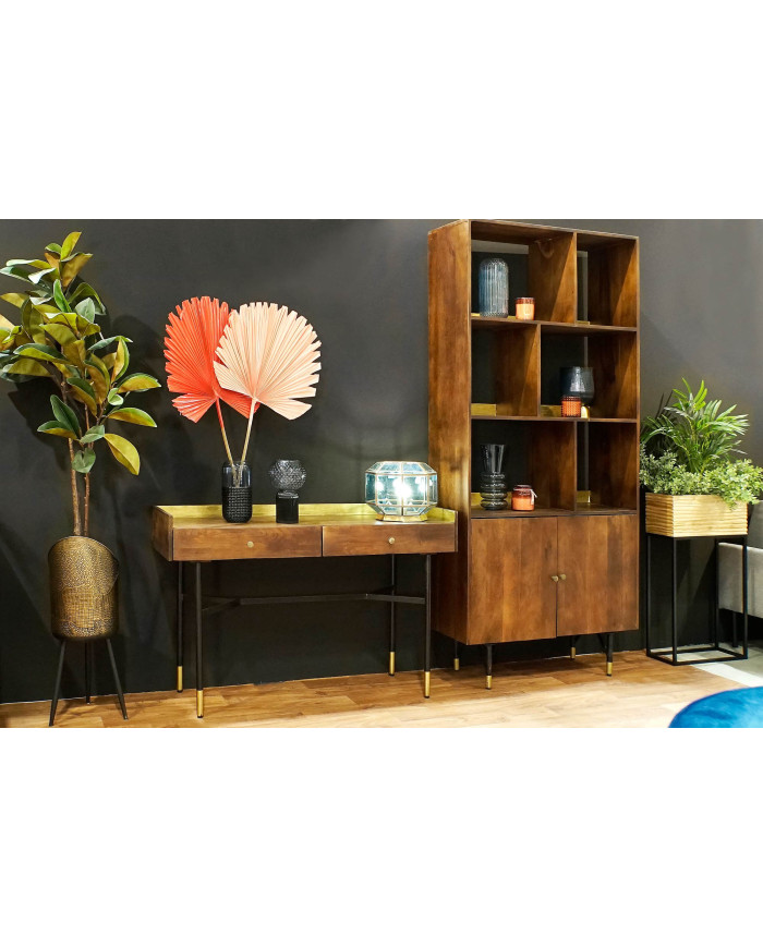MACETERO SET 2 METAL 26X26X70 COBRIZO