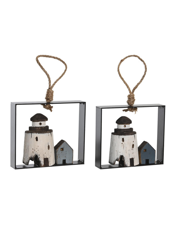 DECORACION PARED MADERA METAL 15X3X13 FARO 2 SURT.