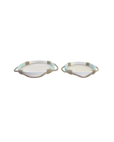 CENTRO MESA SET 2 MADERA CUERDA 38X38X4 SALVAVIDAS