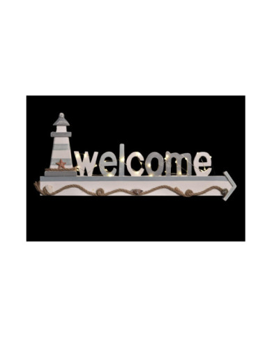 DECORACION MADERA LED 55X3X23 WELCOME 2 SURT.