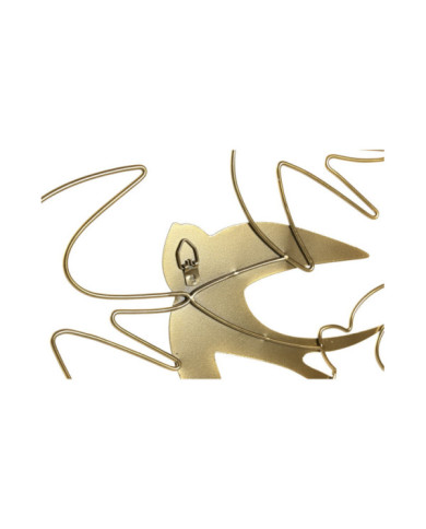 DECORACION PARED METAL 52X14X37 GOLONDRINAS DORADO
