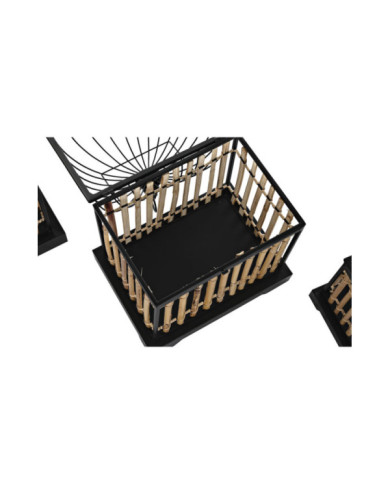 JAULA SET 3 RATAN METAL 38,5X30X54 NEGRO