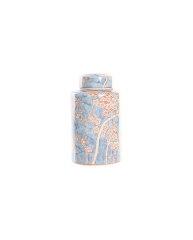 JARRON PORCELANA 18X18X30 FLORES AZUL