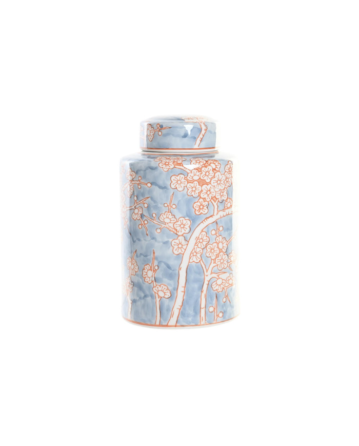 JARRON PORCELANA 18X18X30 FLORES AZUL