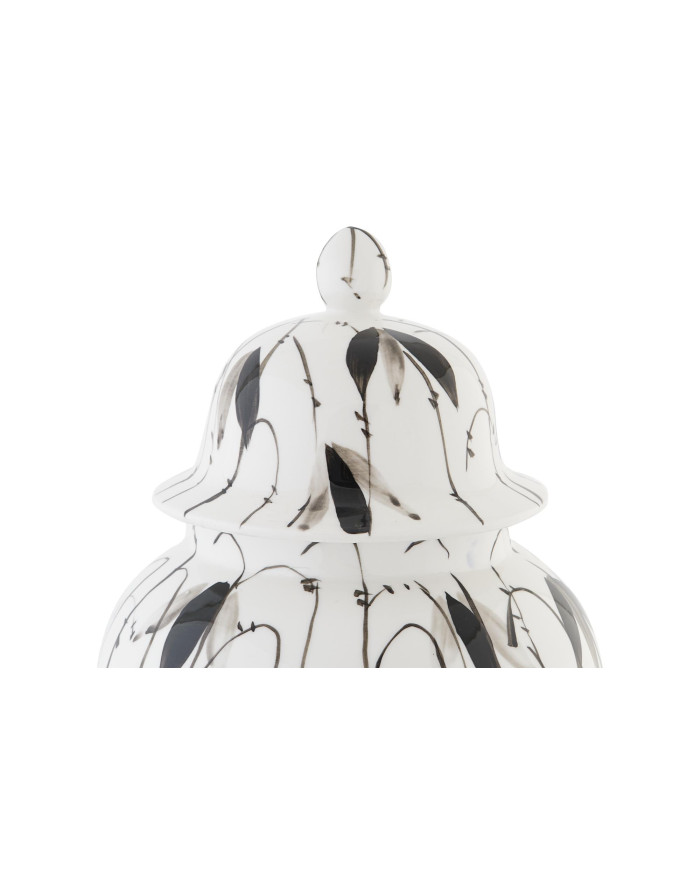 TIBOR PORCELANA 22X22X42 HOJAS BLANCO