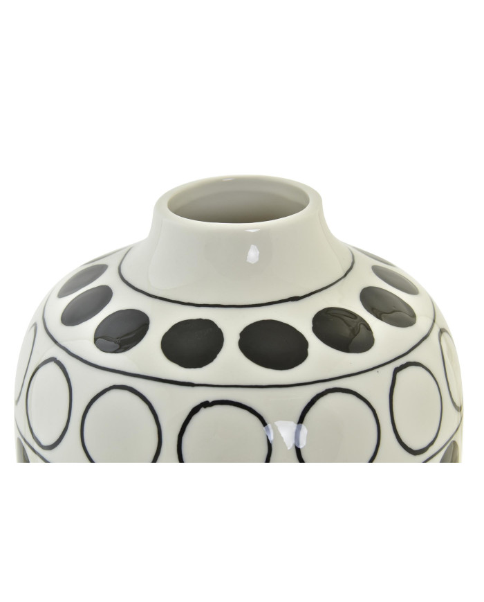 JARRON PORCELANA 16X16X18 CIRCULOS BLANCO