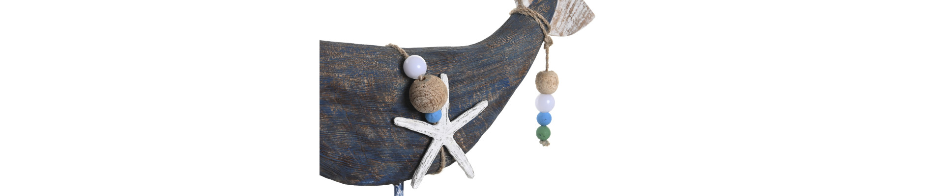 FIGURA MANGO RESINA 35X9X32 BALLENA NATURAL AZUL