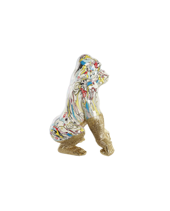 FIGURA RESINA 28,5X26,5X41 GORILA DORADO