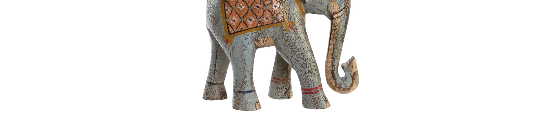 FIGURA MANGO 29X12X26 ELEFANTE ENVEJECIDO AZUL
