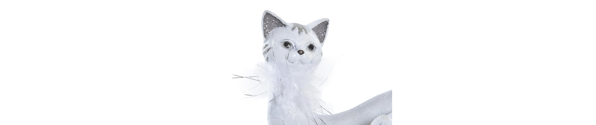 FIGURA RESINA 23X8X14 GATO BRILLANTE BLANCO