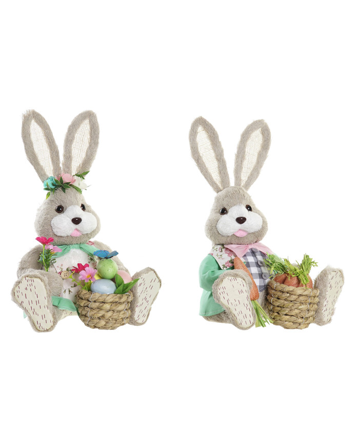 FIGURA FIBRA POLIESTER 28X22X40 CONEJO 2 SURT.