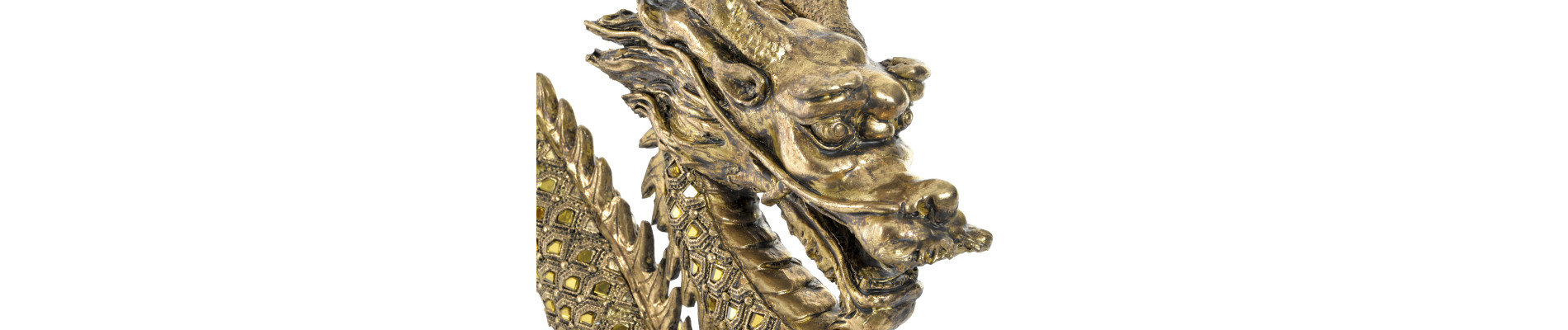 FIGURA RESINA ESPEJO 52X14X32 DRAGON DORADO