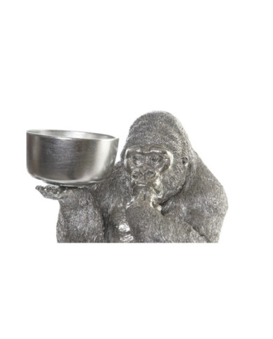 FIGURA RESINA 32X26,5X36 GORILA PLATEADO