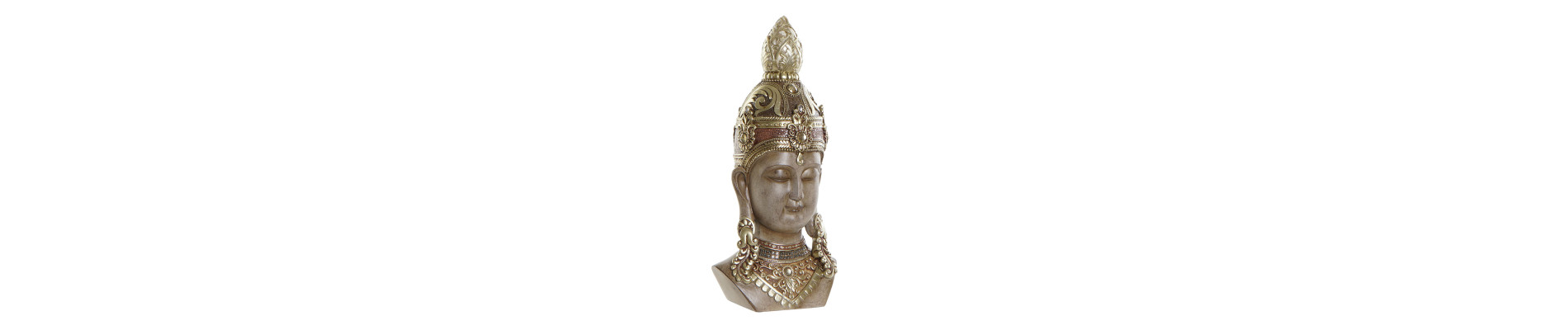 FIGURA RESINA 17X12X36 BUDA CABEZA DORADO