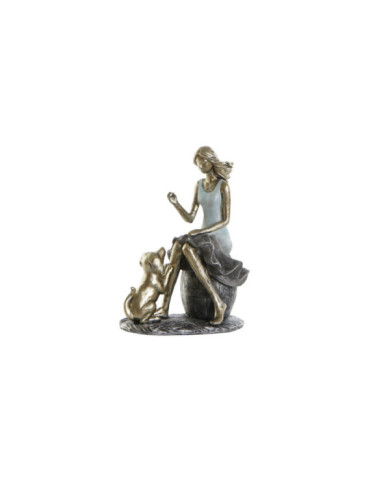FIGURA RESINA 13X8,5X17,5 CHICA PERRO AZUL