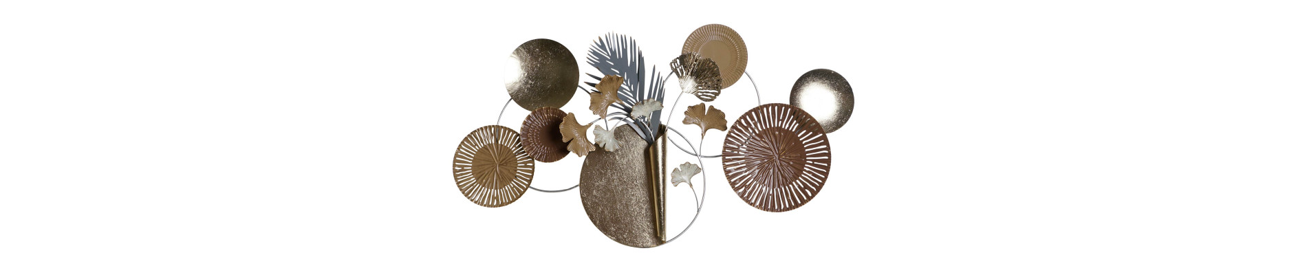 DECORACION PARED METAL 90X8,3X49 CIRCULOS DORADO
