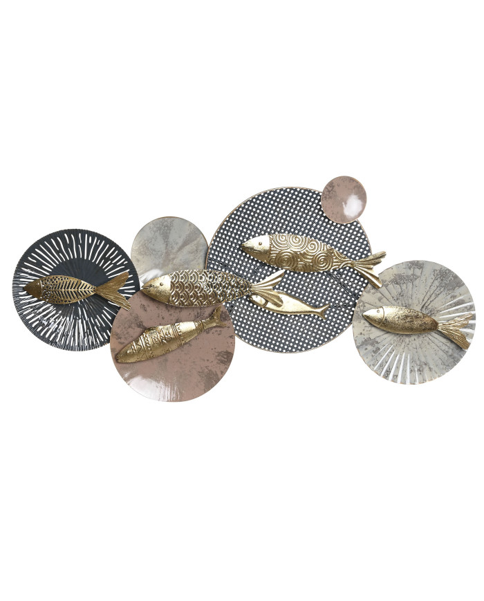 DECORACION PARED METAL 134X10X66 PECES MULTICOLOR