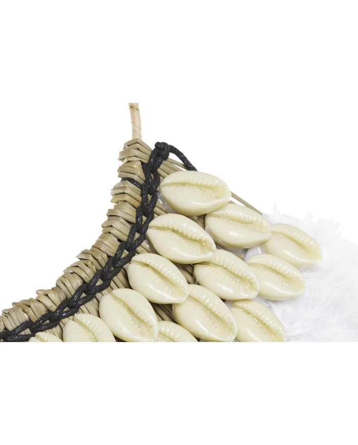 DECORACION PARED PLUMA CONCHAS 56X36X2 BLANCO