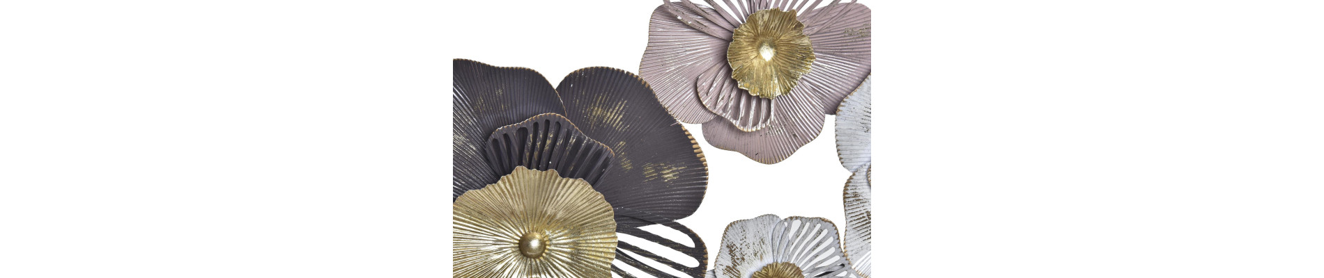 DECORACION PARED METAL 132,7X9X61 FLORES ROSA
