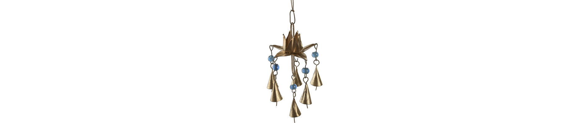 DECORACION COLGANTE METAL 9X9X80 FLOR LOTO DORADO