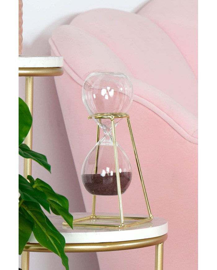 RELOJ DE ARENA METAL CRISTAL 8X8X19 DORADO