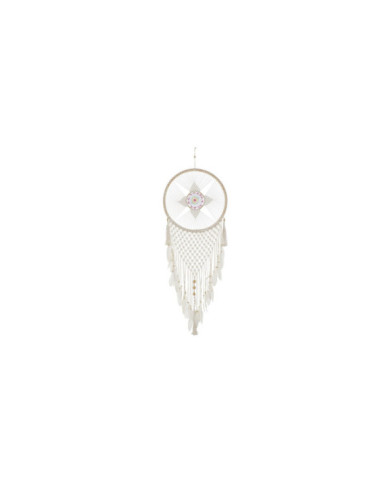 ATRAPASUEÑOS RATAN ALGODON 52X1X145 PLUMAS BLANCO