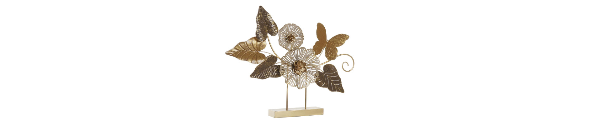DECORACION METAL 66X9X51,4 HOJAS TERRACOTA