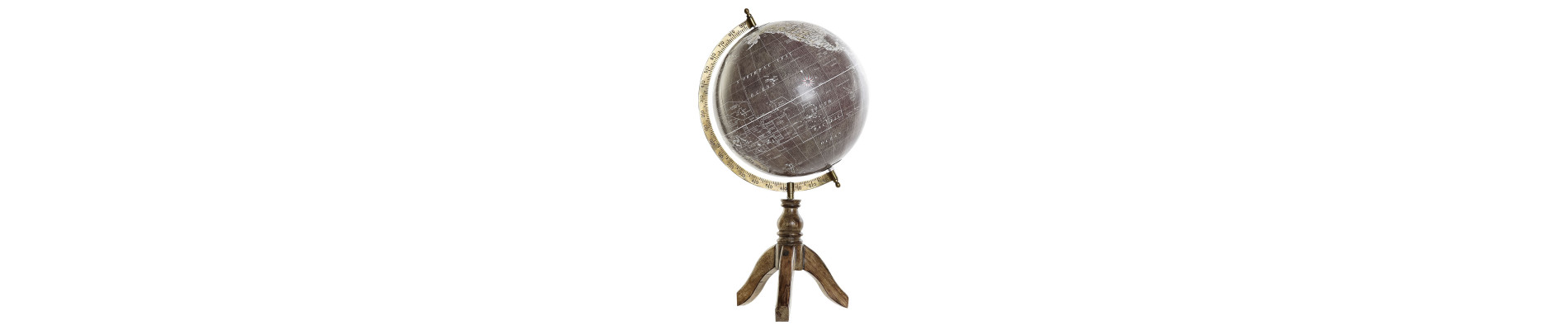 GLOBO TERRAQUEO METAL 27X28X40 BOLA 25CM. PLATEADO