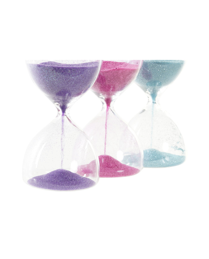 RELOJ DE ARENA CRISTAL PURPURINA 8X8X16 3 SURT.