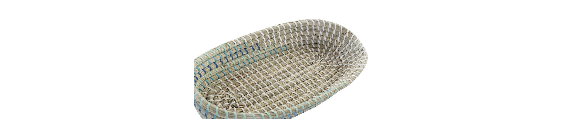 BANDEJA DECORACION SET 2 SEAGRASS 43X22X8 TURQUESA