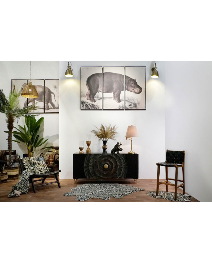 CUADRO SET 3 PS LIENZO 180X4X120 HIPOPOTAMO