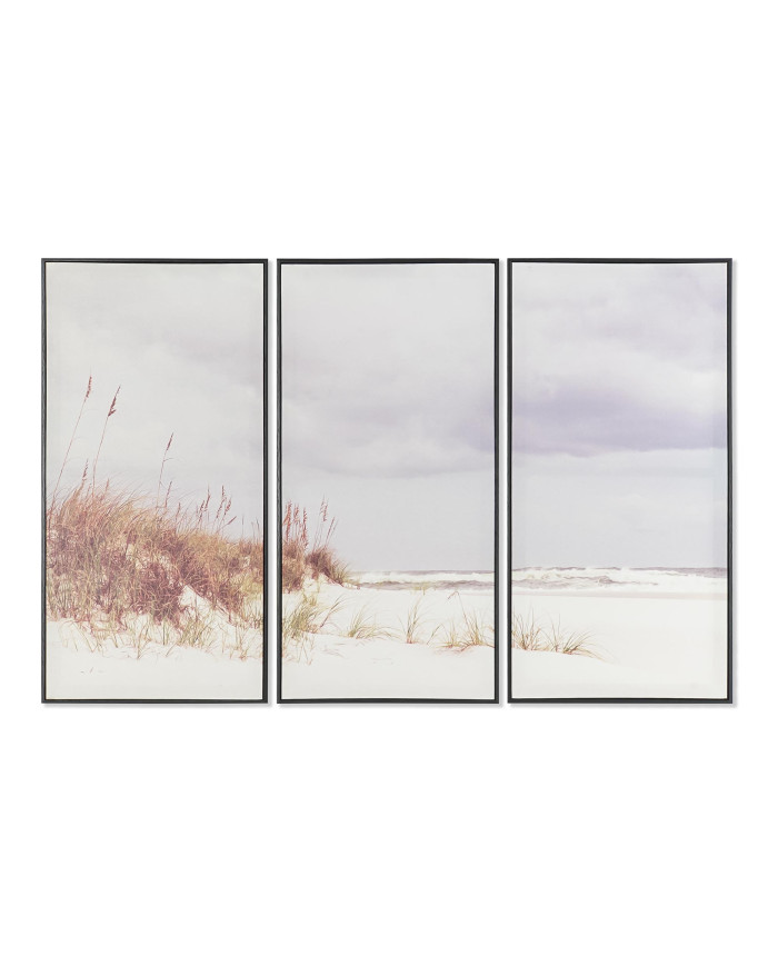 CUADRO SET 3 LIENZO PS 120X2,8X80 PLAYA ENMARCADO