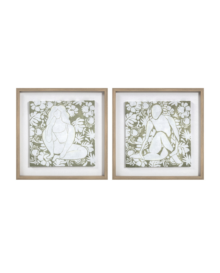 CUADRO LIENZO MDF 42X3X42 MUJER FLORES 2 SURT.